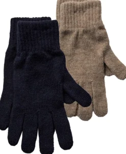 Dame Magasin du Nord Collection 3920 2 Pack Knitted Gloves Navy Beige