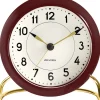 AJ Station bordur bordeaux/hvid, Ø 11 cm, alarm>Arne Jacobsen Clocks Discount