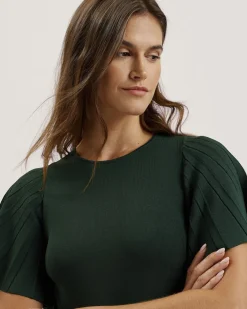 Ted Baker ALENHA Knitted Angel Sleeve Mini Dr Dk-green Sale