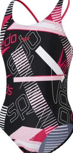 Speedo Allover Tieback badedragt Sort Hot