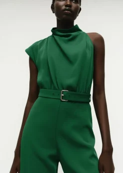 Asymmetrical long jumpsuit with bel>MANGO Online