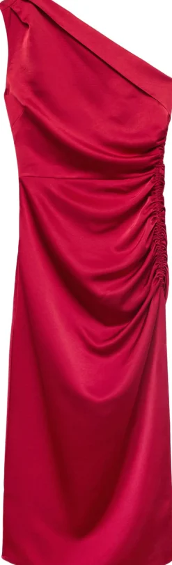 MANGO Asymmetrical satin dress with side 77 New