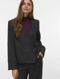 Vero Moda AWUTHALIA LS WRAP BLAZER Dark grey melange Hot