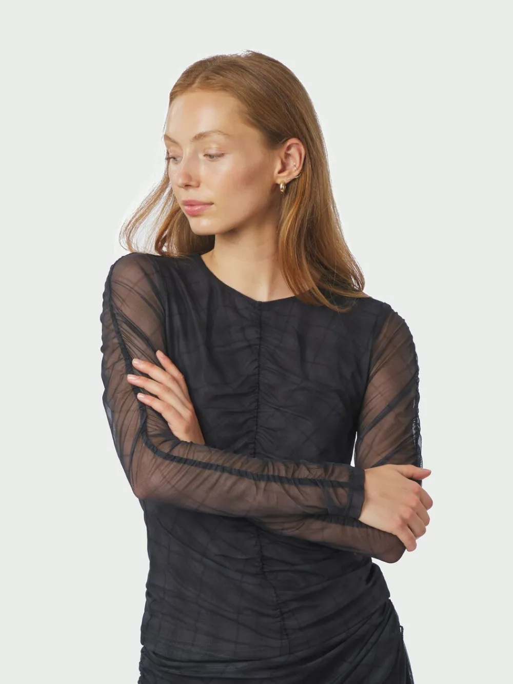 Dame Neo Noir Bea Check Mesh Blouse