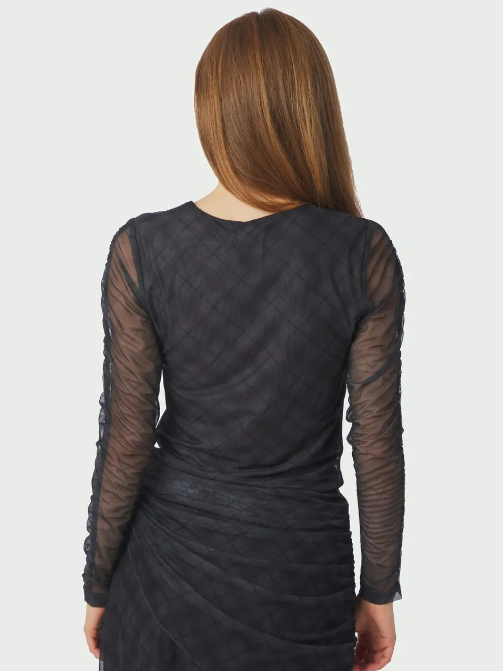 Dame Neo Noir Bea Check Mesh Blouse