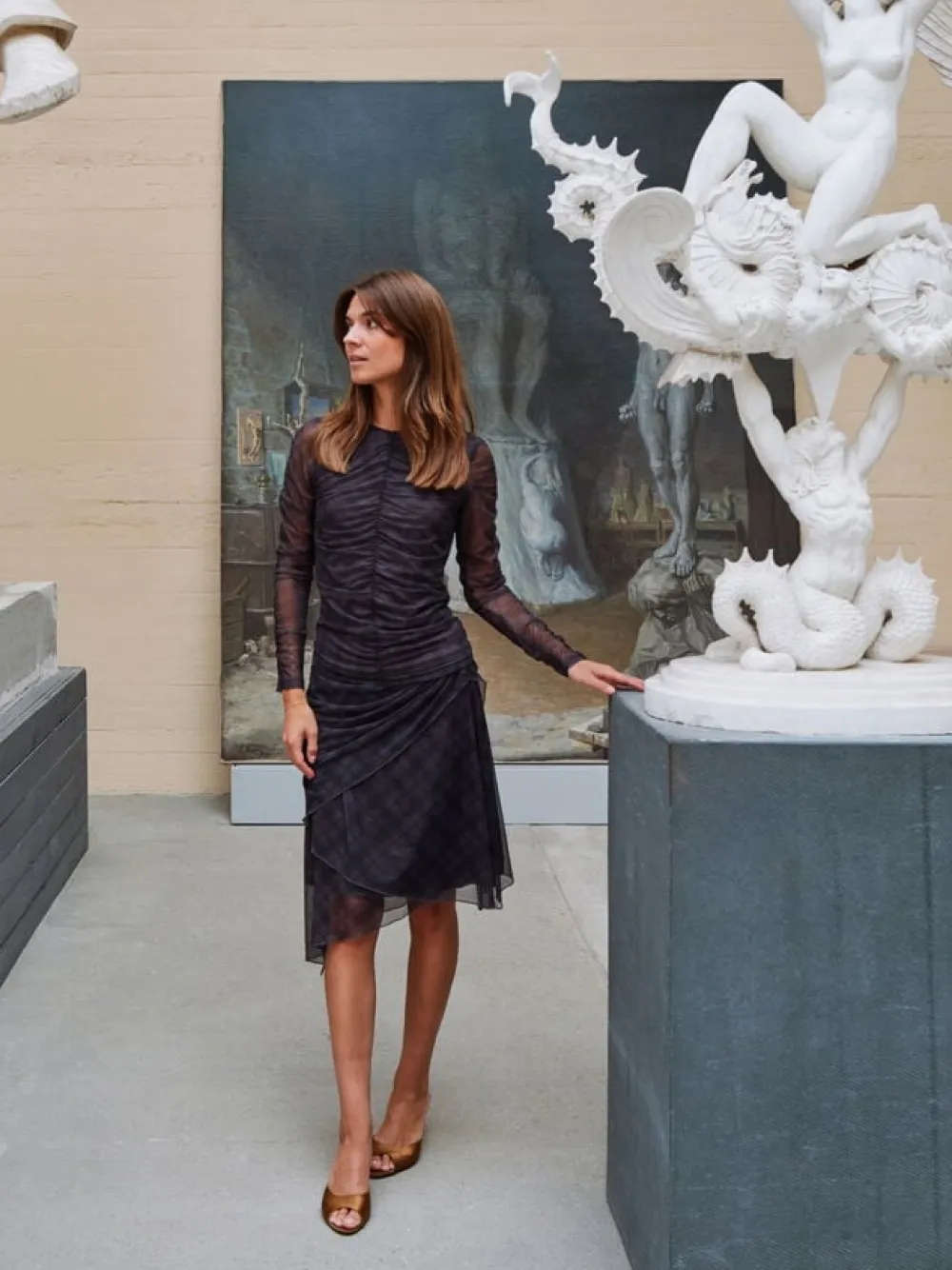 Dame Neo Noir Bea Check Mesh Blouse