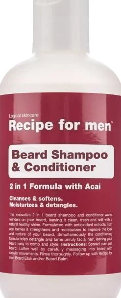 Recipe For Men Beard Shampoo & Conditioner 250 ml. New