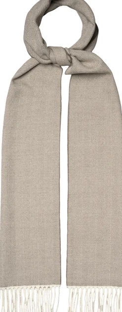 ETON Beige Herringbone Merino Wool Scarf