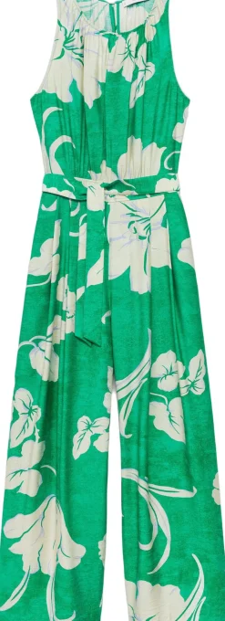 MANGO Belt printed jumpsuit Green