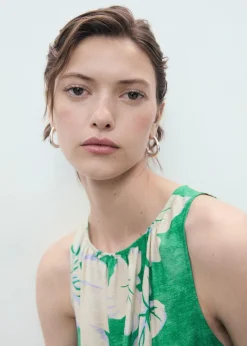 MANGO Belt printed jumpsuit Green