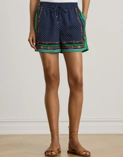 Lauren Ralph Lauren Belting-Print & Polka-Dot Drawcord Short Blue multi Outlet