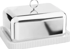 Georg Jensen BERNADOTTE BUTTER DISH, PORC & SS Online