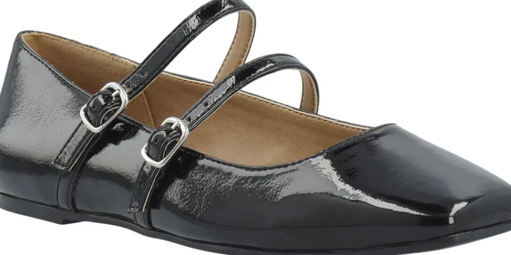 Bianco BIAROSE Karré Double Mary Jane Flat Faux Leather Black patent Outlet