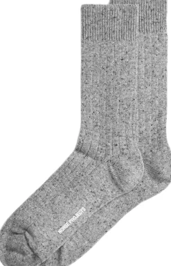 Norse Projects Bjarki Neps Wool Rib Sock Grey melange Hot
