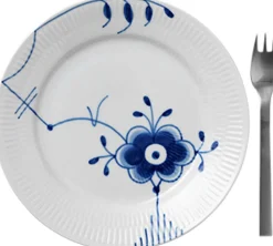 Royal Copenhagen Blå Mega Riflet 19 cm. tallerken