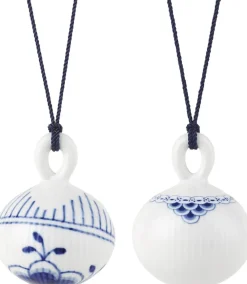 Blå Mega Riflet og Prinsesse julekugle sæt, 9,5 cm. , 2 stk.>Royal Copenhagen Discount