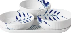 Blå Mega Riflet Serveringssæt 4 dele>Royal Copenhagen Clearance