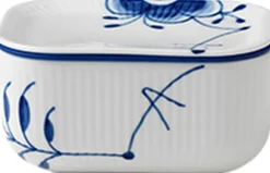 Blå Mega Riflet smørskål m. låg 42 cl.>Royal Copenhagen New