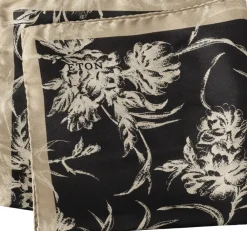 ETON Black Floral Silk Pocket Square