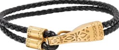 Nialaya Leather Bracelet with Gold Clasp Black Clearance