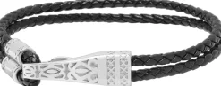 Nialaya Leather Bracelet with Silver Clasp Black Best