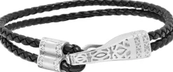 Nialaya Leather Bracelet with Silver Clasp Black Best