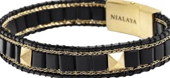 Nialaya Onyx Stud Bracelet Black Best