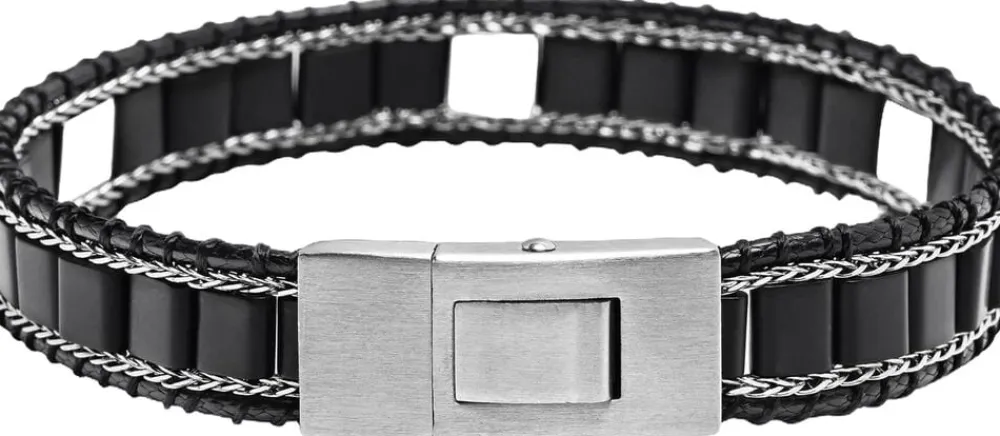 Onyx Stud Bracelet with Silver>Nialaya New