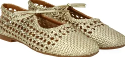 ANGULUS Blød håndflettet ballerina med sløj 3612 gold braid Outlet