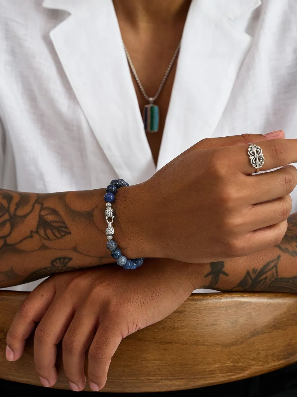 Dumortierite Healing Bracelet with Silver Lock>Nialaya Hot