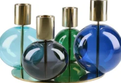 Holmegaard Bubble 4-armet lysestage Ø17. 5 cm blå/grøn