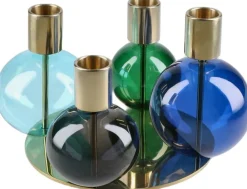 Holmegaard Bubble 4-armet lysestage Ø17. 5 cm blå/grøn