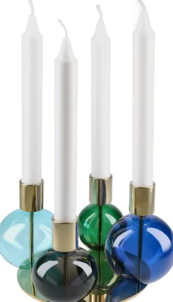 Holmegaard Bubble 4-armet lysestage Ø17. 5 cm blå/grøn