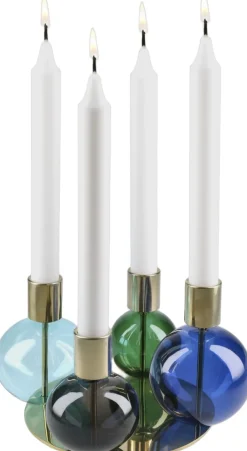 Holmegaard Bubble 4-armet lysestage Ø17. 5 cm blå/grøn