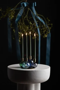 Holmegaard Bubble 4-armet lysestage Ø17. 5 cm blå/grøn