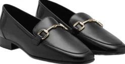 MANGO Buckle leather moccasins Black Clearance