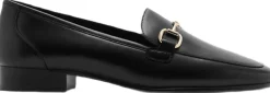 MANGO Buckle leather moccasins Black Clearance