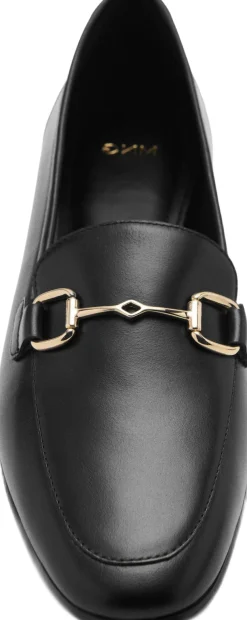 MANGO Buckle leather moccasins Black Clearance