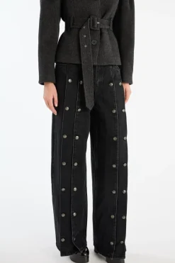 Dame ROTATE Birger Christensen BUTTON DETAIL WIDE JEANS