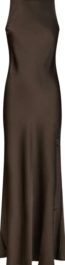 Neo Noir Celinie Heavy Sateen Dress Dark brown