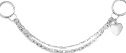 SUI AVA Chain w. Plain Heart Bag Charm Silver Hot