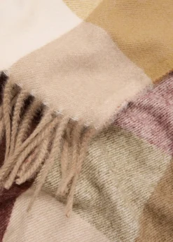 MANGO Check scarf with fringed ends Brown Sale