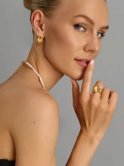 Nialaya Chunky Cuff Ring in Gold