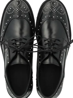 ANGULUS Chunky snøresko i læder med dekorat 1835 black Sale