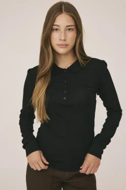 Magasin du Nord Collection Cilla 12 Langærmede polo strik - 100% Merino uld RWS Black Online