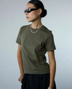 Bareen Classic Fit T-shirt Women Olive green Online