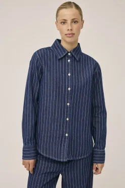 Magasin du Nord Collection Cleo 16 Denimskjorte - 100% Økologisk bomuld GOTS Navy pin stripe New