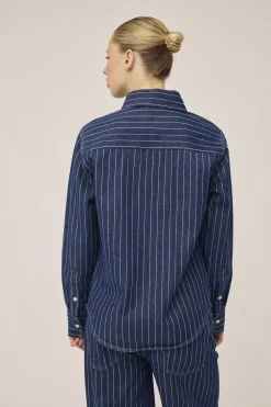 Magasin du Nord Collection Cleo 16 Denimskjorte - 100% Økologisk bomuld GOTS Navy pin stripe New