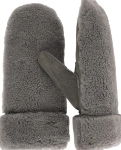 Lovelies COLON - MITTENS - PALM OF SUEDE AND UPPER OF CURLY SHEARLING Dark grey Sale