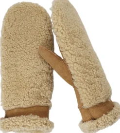 Lovelies COLON - MITTENS - PALM OF SUEDE AND UPPER OF CURLY SHEARLING Champagne / almon Online